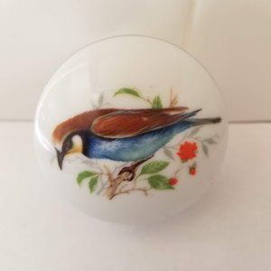 Limoges France small Porcelain Ceramic Box with Lid Bird and Flower Design